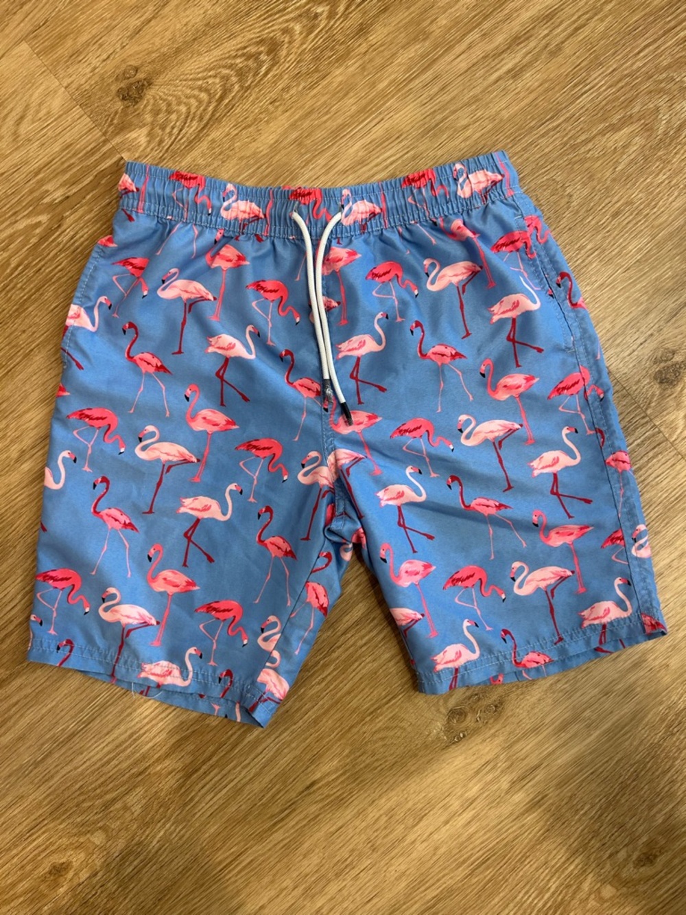 Men's Blue Flamingo Print Swim Trunks